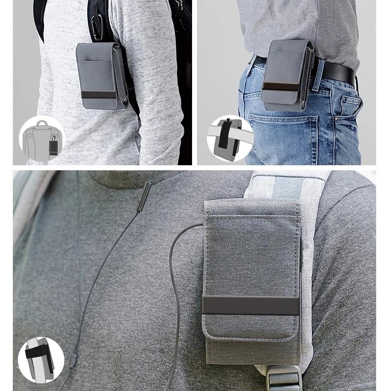 vertikal nylon dobbel lomme telefon hylster veske belteklips veske holder oxford klut sport mobiltelefon bag dobbel delt design power bank organisator øretelefon lagringskort lagring 2025 - $13.99 –P4