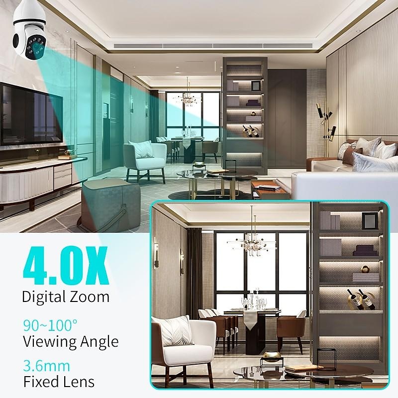 5G WIFI Surveillance 360 Rotate Auto Tracking Panoramic Camera Wireless E27 PTZ Camera CCTV IR Night Vision Motion Detection Two-Way Audio 2025 - $49.99 –P4