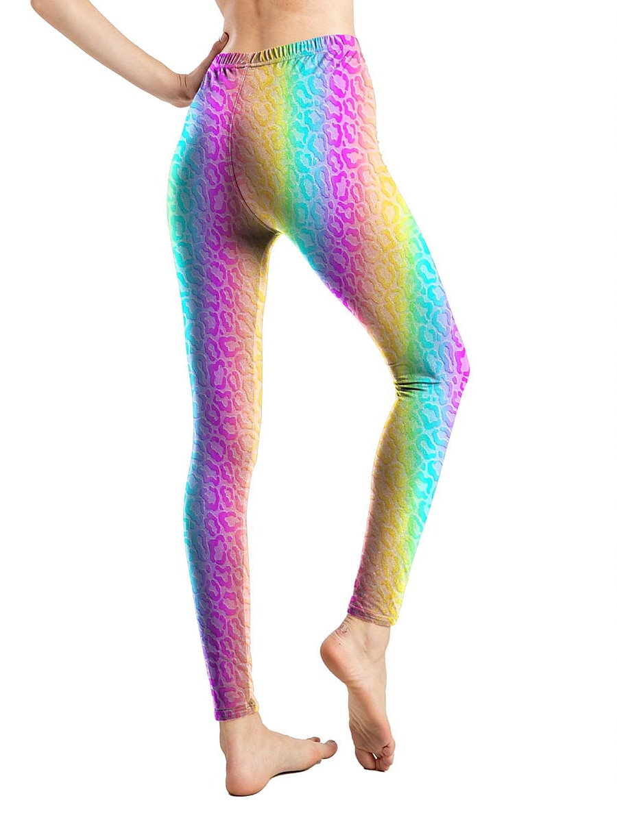 Women's Leggings Active Fashion Full Length High Waist Leopard Gradient Snake Print Elastic Waist Print Breathable Soft Comfortable Micro-elastic Outdoor Vacation Home Leopard Print 0358 blue and 2025 - $13.99 –P11