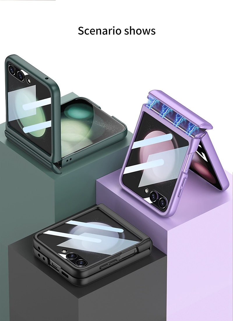 Phone Case For Samsung Galaxy Z Flip 7 Z Flip 6 Z Flip 5 Back Cover with Screen Protector Magnetic Ultra Thin PC 2025 - $28.99 –P11