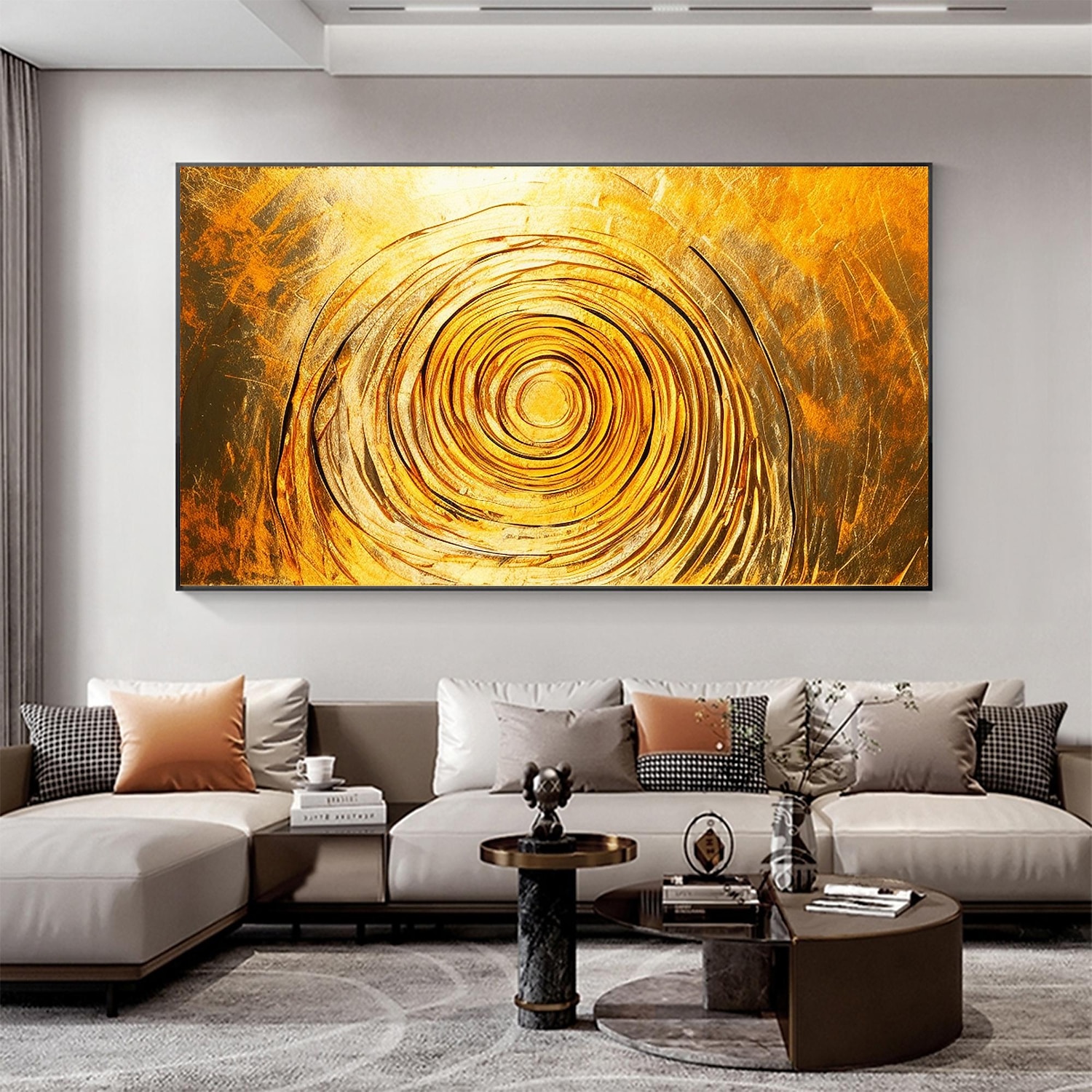 Handmade Oil Painting Canvas Wall Art Decor Original Skiing Gold Texture for Home Decor With Stretched Frame/Without Inner Frame Painting 2025 - $158.99 –P15