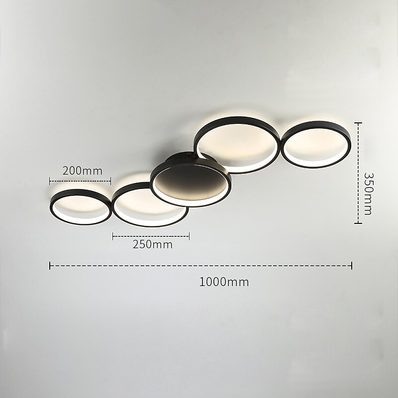 plafoniera a led design circolare 100 cm lampadario moderno a sospensione in metallo 5 teste lampada a sospensione a led plafoniera a sospensione creativa in nero per soggiorno ristorante bar 110-240v del 2025 a $187.99 –P6