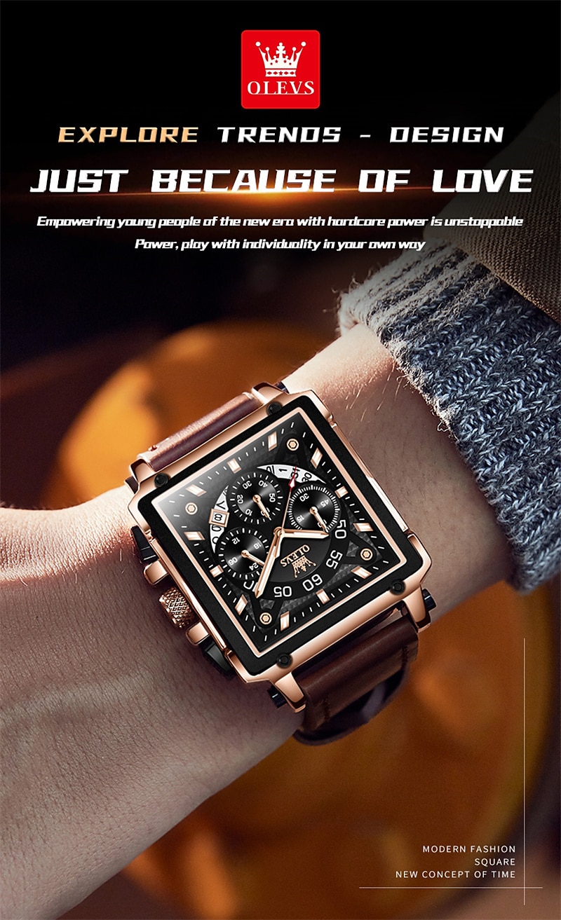 New Olevs Brand Men'S Watches Decorative Calendar Luminous Chronograph Large Dial Quartz Watch Students Casual Men'S Waterproof Wristwatch 2025 - $43.99 –P16