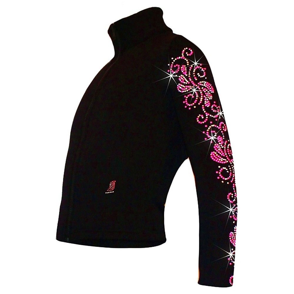 Figure Skating Fleece Jacket Women's Girls' Ice Skating Jacket Top Black Pink Blue Stretchy Training Competition Skating Wear Thermal Warm Crystal / Rhinestone Long Sleeve Ice Skating Figure Skating 2025 - $52.99 –P3