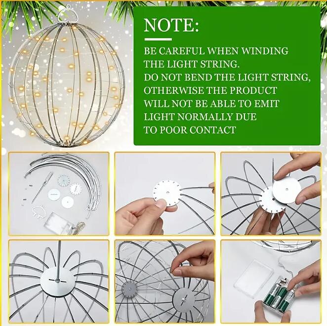 natal led bola luz esfera ornamento pendurado árvore de natal globo luzes aniversário dia dos namorados ação de graças dia de ano novo decoração de festa de natal sem bateria de 2025 por $17.49 –P7