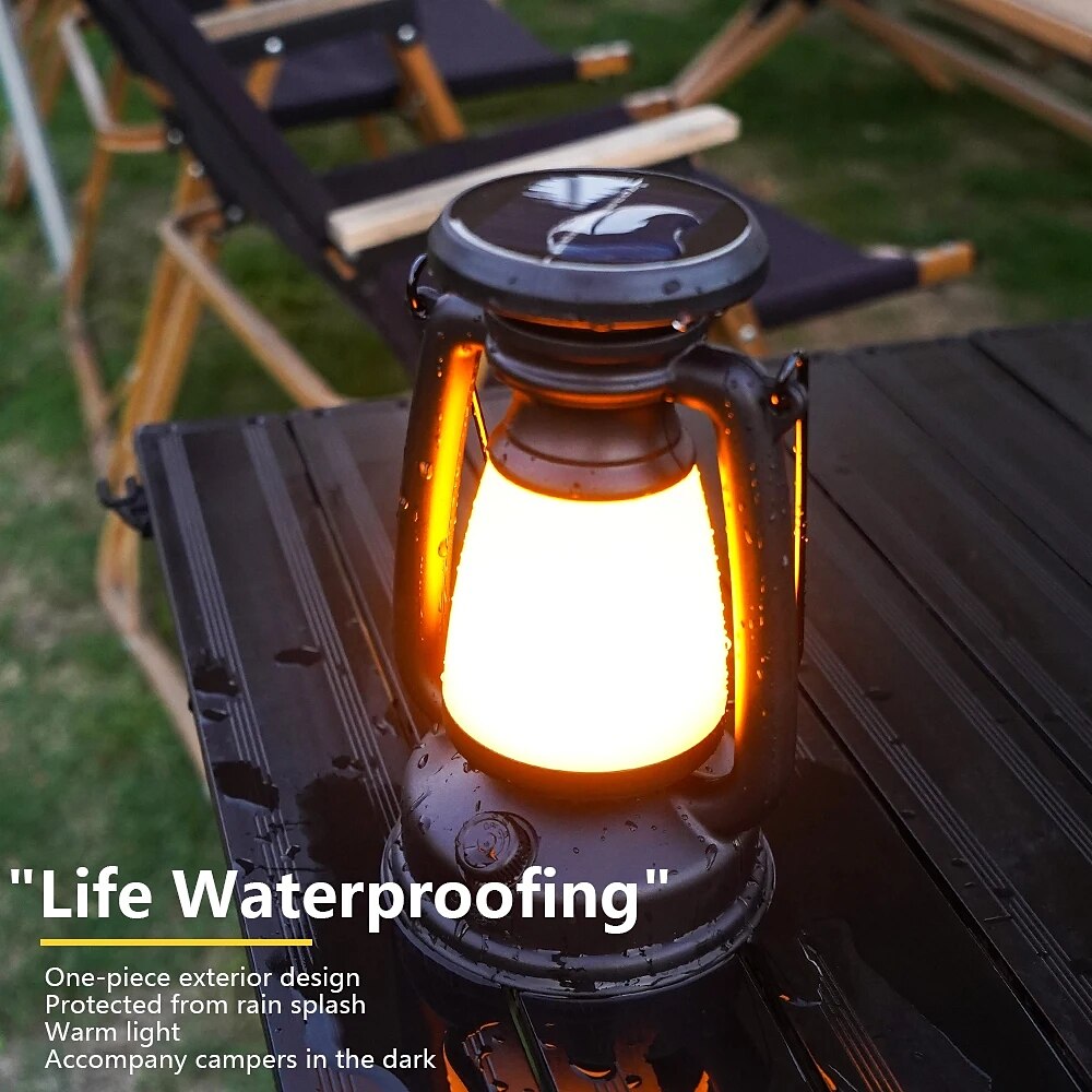 New Retro Lamp Tri-Color Led Stepless Dimming Light Source Portable Hanging Solar Charging USB Camping Outdoor Lighting 1PC 2025 - $30.99 –P3