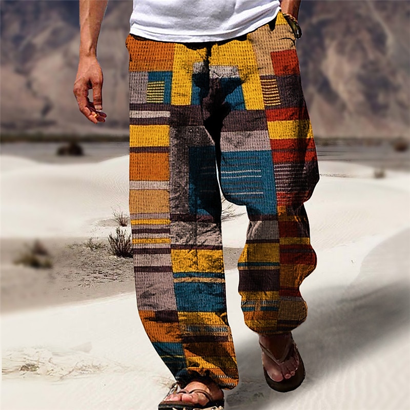 Banda Informale Per uomo Stampa 3D Pantaloni Esterno Strada Per uscire Poliestere Giallo Viola Arancione S M L Vita normale Elasticità Pantaloni del 2025 a $25.99 –P1