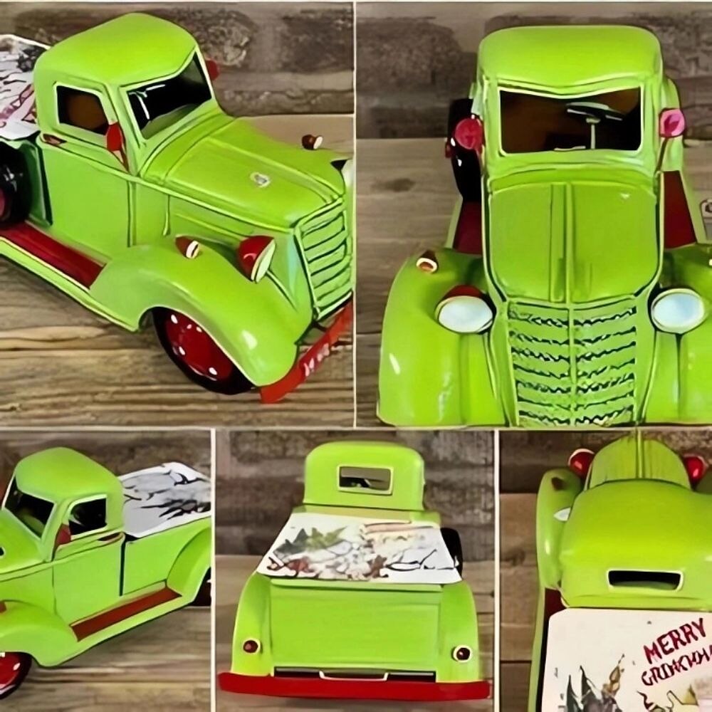 Christmas Green Truck Decor, Xmas Farmhouse Green Resin Pickup Truck Car Model for Christmas Decorations and Table Top Decor 2023 - US $17.99 –P1