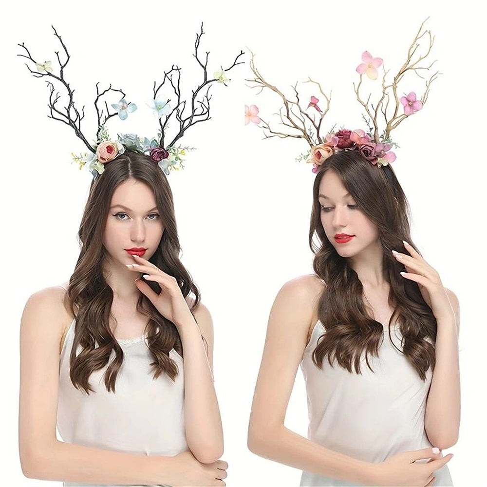 1 τεμάχιο προσομοίωση κέρατα δέντρων, κρίκοι μαλλιών, λουλούδια, κορδέλα δέντρων για γυναίκες, cosplay, χριστουγεννιάτικο φεστιβάλ, πάρτι γενεθλίων 2026 - $14.99 –P3