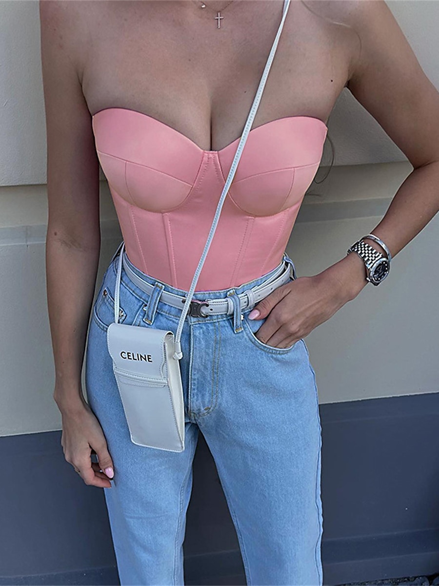 kvinnors shapewear ren färg korsetter street date gå ut andas bandeau ärmlös rygglös sommar vår hem outfits 2025 - $15.99 –P11