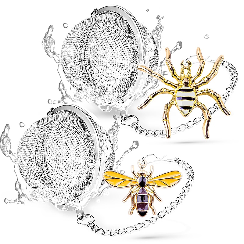 2 pezzi infusore per tè tè sfuso più ripido in acciaio inossidabile palla da tè a maglia fine infusori per tè a foglia sfusa ciondolo carino diffusore per tè con ape miele & il ragno incanta il colino del 2025 a $11.99 –P1
