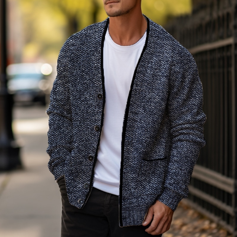 Per uomo Felpa Maglione corto Cardigan Maglione A coste Maglia Standard Lavorato a maglia Liscio A V Top caldi Contemporaneo moderno Da tutti i giorni Per uscire Abbigliamento Inverno Rosso bordeaux del 2025 a $26.99 –P3