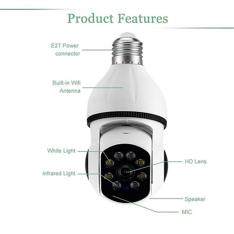 5G WIFI Surveillance 360 Rotate Auto Tracking Panoramic Camera Wireless E27 PTZ Camera CCTV IR Night Vision Motion Detection Two-Way Audio 2025 - $49.99 –P9
