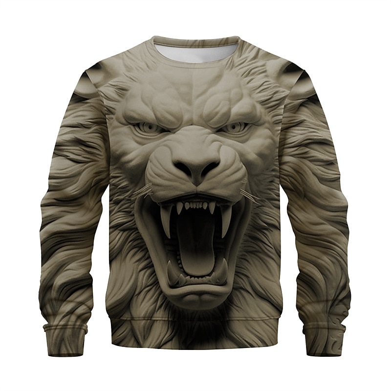 Pánské Grafika Lev Mikiny Svetrová mikina Dlouhý rukáv Mikina Tričkový Módní Denní Na běžné nošení 3D tisk Dovolená Jdeme ven Streetwear Tisk Jaro & podzim 2025 - $29.99 –P2