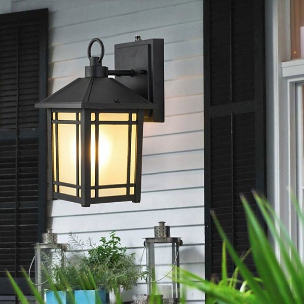 luminárias de parede externas com sensor do anoitecer ao amanhecer lanternas de parede externas à prova d'água iluminação montada na parede persianas de vidro para entrada da porta da frente do pátio de 2025 por $149.99 –P5