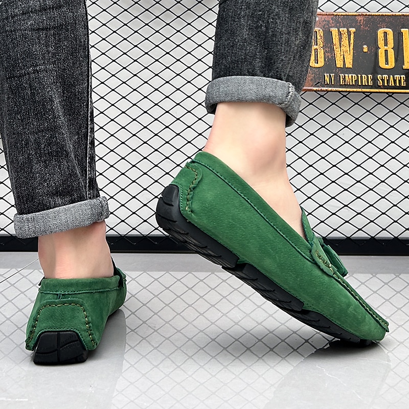 Grüne Wildleder-Loafer für Herren – lässige Schlupf-Mokassins mit rutschfester Sohle zum Autofahren & für den Alltag 2025 - $34.99 –P3