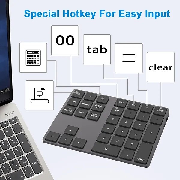 Aluminum Alloy Bluetooth Wireless Numeric Keypad with USB HUB Digital Input Function for WindowsMac OSAndroid laptop PC 2025 - $55.99 –P6