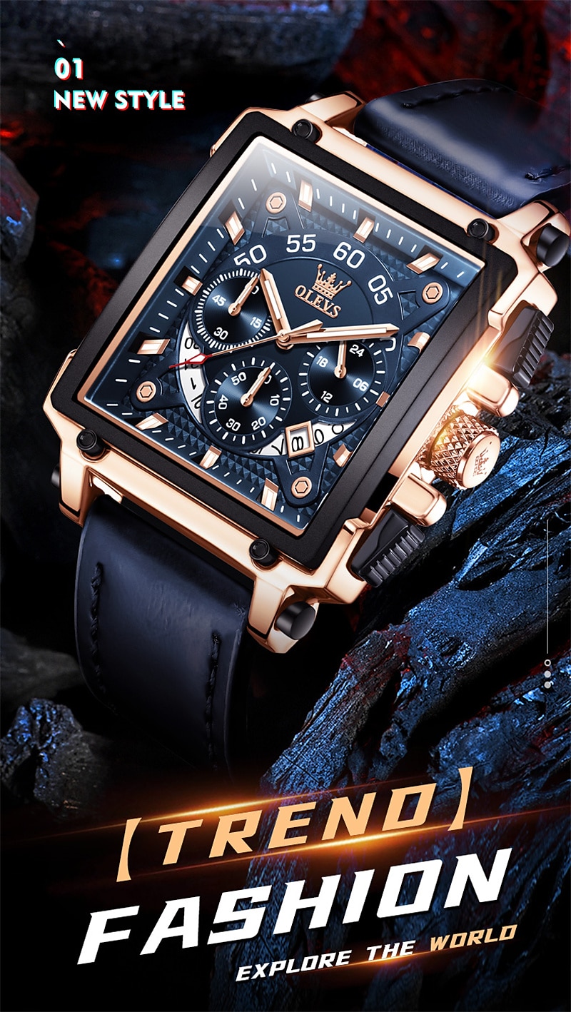 New Olevs Brand Men'S Watches Decorative Calendar Luminous Chronograph Large Dial Quartz Watch Students Casual Men'S Waterproof Wristwatch 2025 - $43.99 –P2