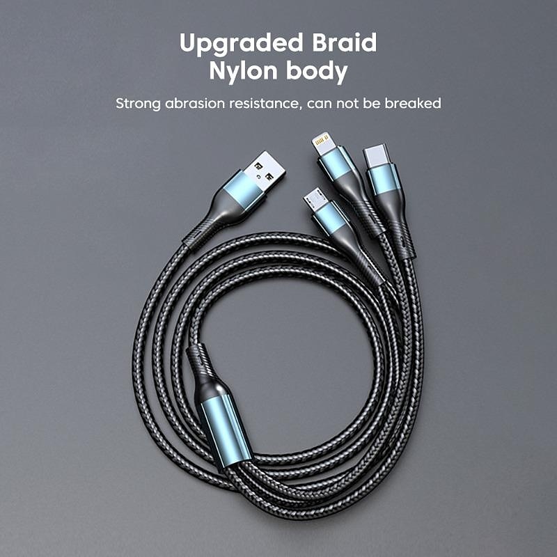 Универсальный зарядный кабель USB-C на Lightning/микро/USB-C 6 A Быстрая зарядка нейлон плетеный Прочный 3 в 1 Назначение Huawei Lenovo Motorola Аксессуар для мобильных телефонов 2025 - $12.99 –P2