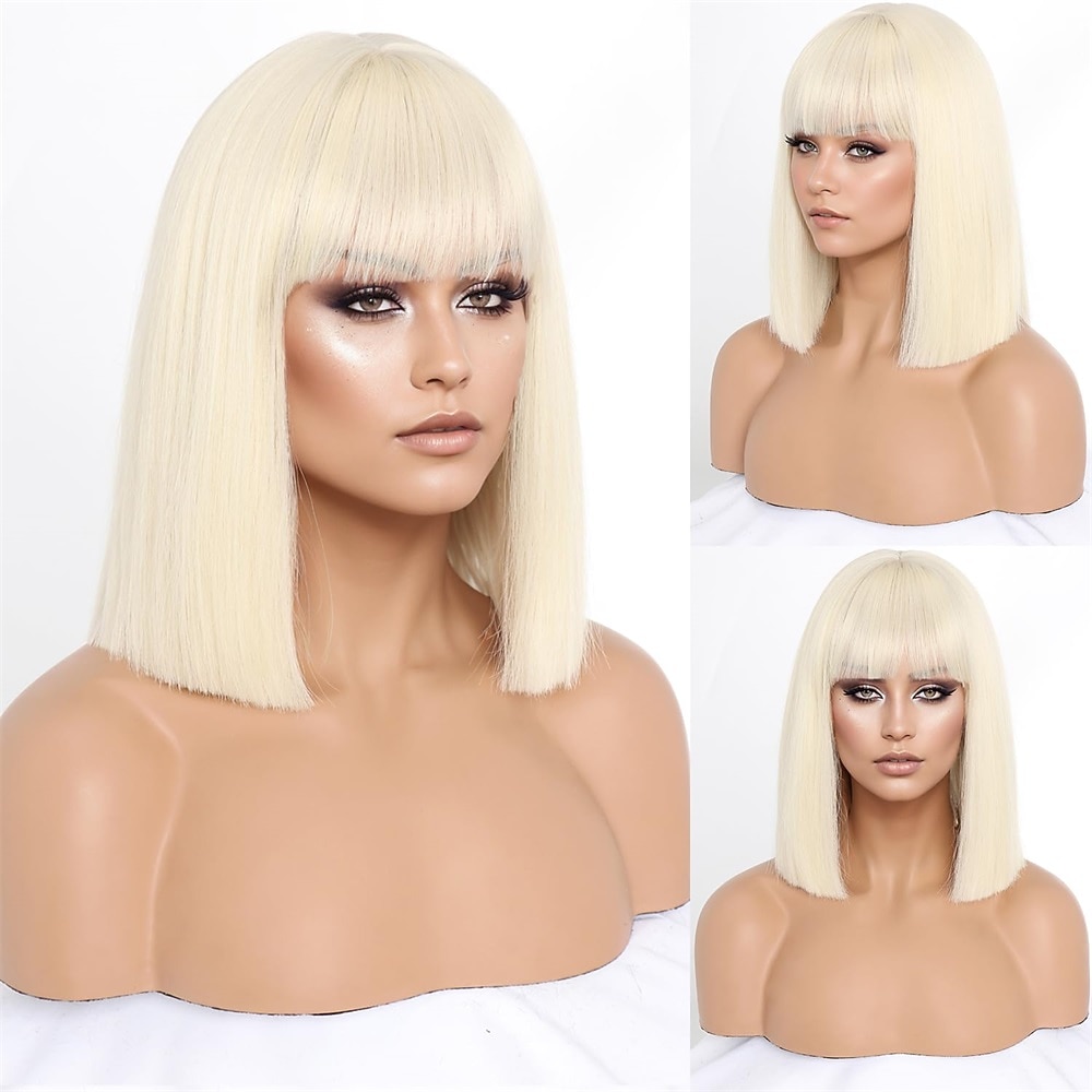 Peluca de carnaval 2026 Rubio Negro Marrón Recto Bob Corta Peluca sintética para festival Carnaval Desfile Cabello para disfraz de cosplay para Mujer 2026 - $24.99 –P3