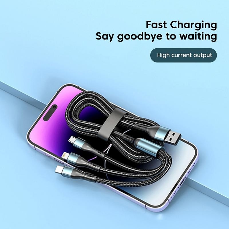 Универсальный зарядный кабель USB-C на Lightning/микро/USB-C 6 A Быстрая зарядка нейлон плетеный Прочный 3 в 1 Назначение Huawei Lenovo Motorola Аксессуар для мобильных телефонов 2025 - $12.99 –P4