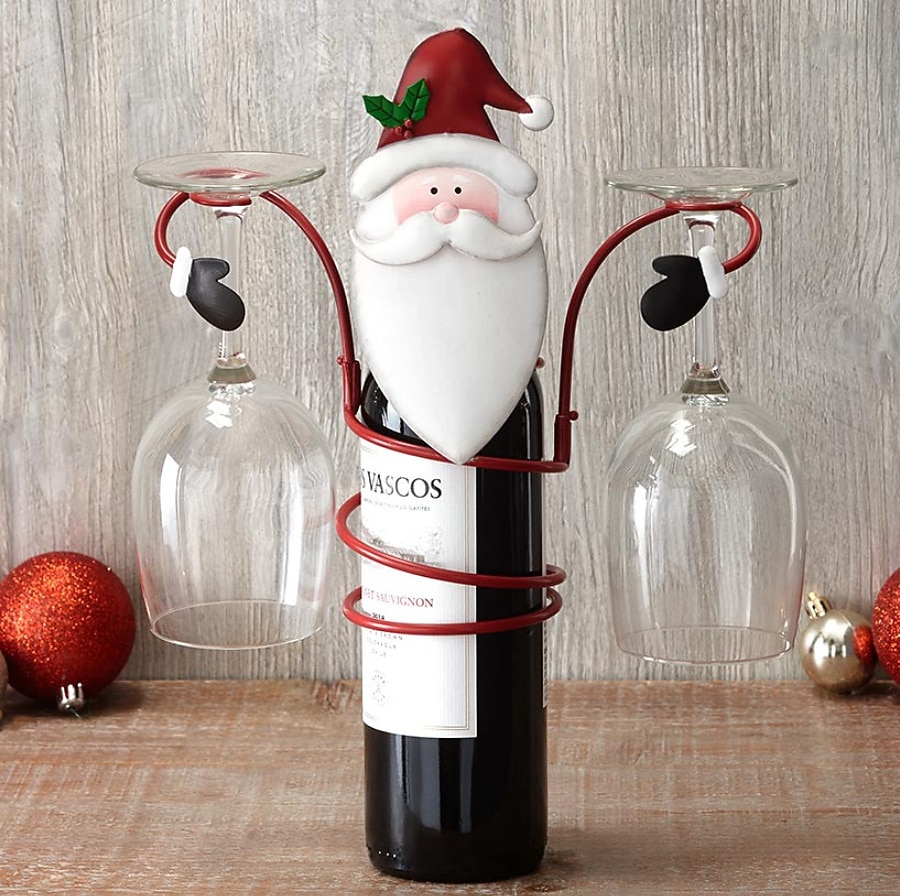 Weinflaschen- und Glashalter für Weihnachten, festliches Rotweinregal mit hängendem Glas-Organizer, Tischdekoration für Weihnachtsfeiern, Weihnachtsessen, Bar, Heimdekoration 2025 - $9.49 –P2