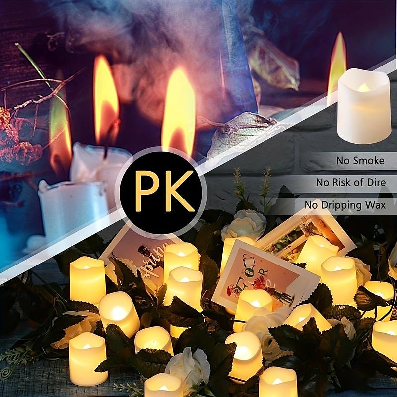 24Pcs Flameless LED Candle Creative Wishing Led Tea Light Warm White Flameless Candle Halloween Christmas Decor Candle Light 2025 - $17.49 –P6