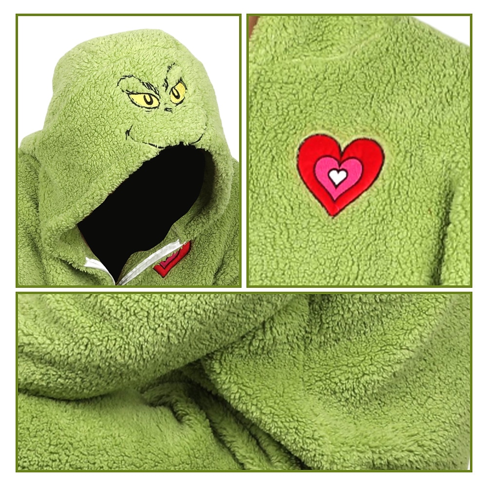 jultomten Grönt monster lurvigt Familj jul pyjamas Nattkläder Julpyjamas Herr Dam Pojkar Flickor Jul Cosplay kostym Barn Vuxna Jul Maskerad julafton Jul Fest Onesie 2025 - $44.99 –P6