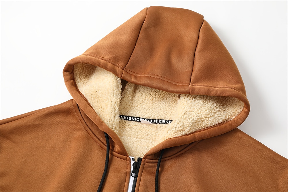 Jacket Hoodie Sweatshirt Coat Outwear Zip Basic Mens Hooded Sweat Solid  Color