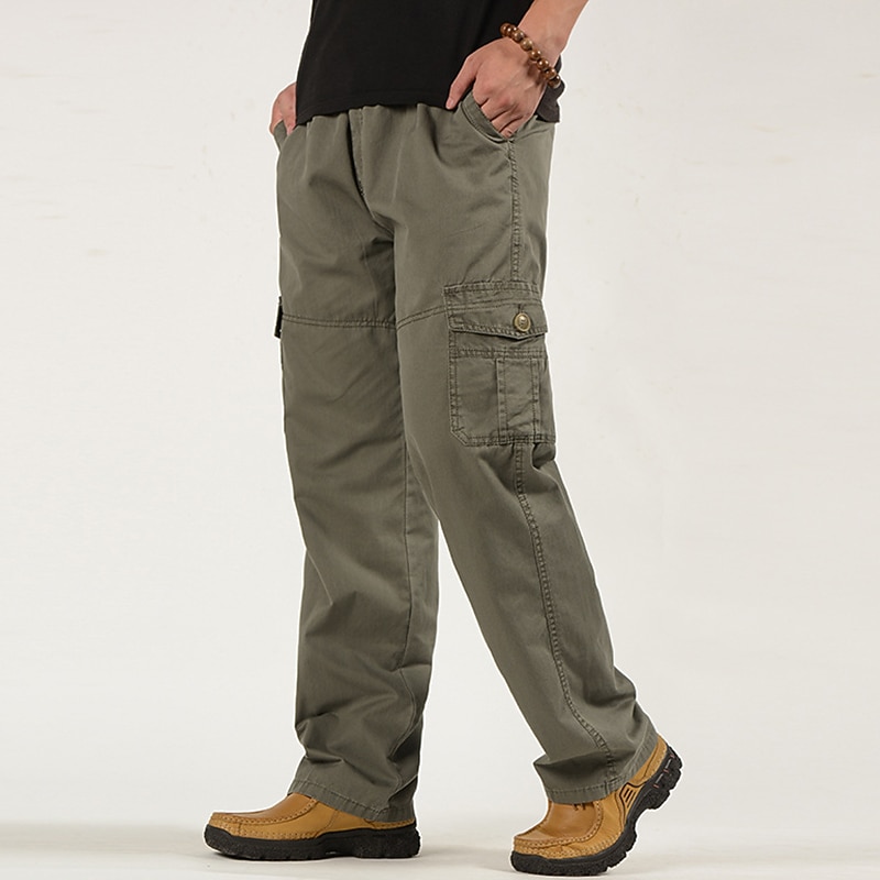 Per uomo Pantaloni cargo Pantaloni militari Tasche Liscio Comfort Traspirante Esterno Giornaliero Per uscire Di tendenza Informale Giallo dell'esercito Nero del 2026 a $29.99 –P1