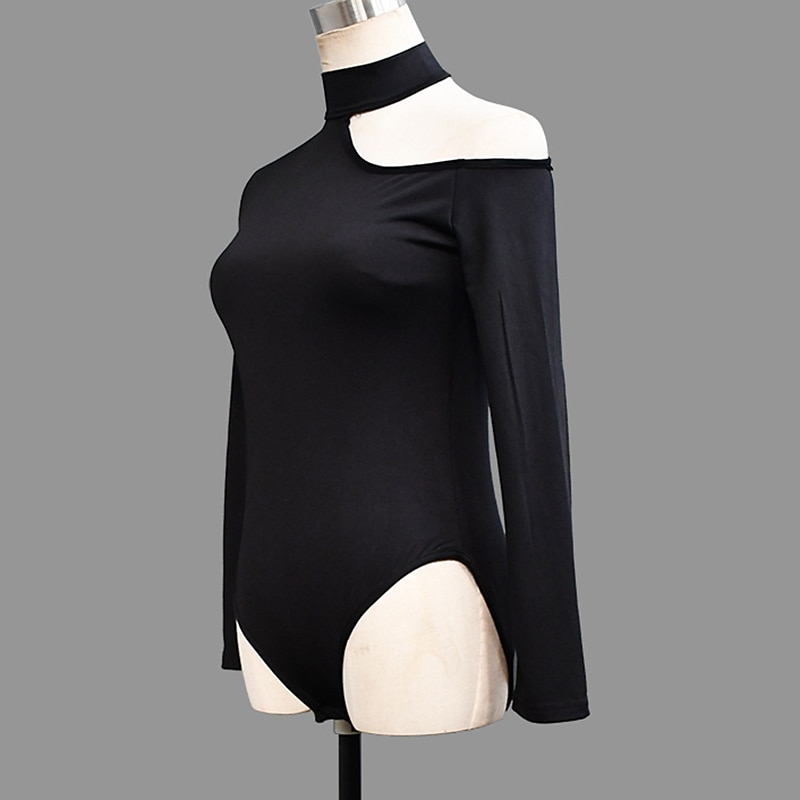 tanssi salsa latinalainen tanssi juhlatanssi trikoot / onesie hollow-out puhdas väri naisten suorituskykyharjoittelu pitkähihainen korkea elastaani 2025 - $20.99 –P3