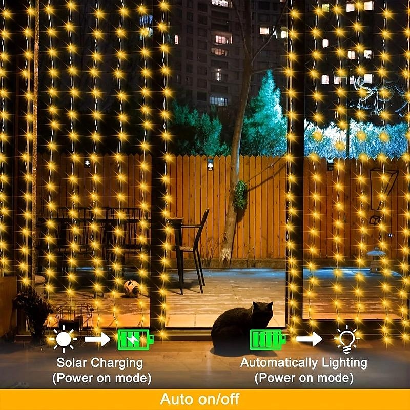 1pc Curtain Light Solar Waterproof Waterfall Fairy Tale Light String, Window Indoor Light for Wedding, Party, Christmas Decorative Light 2026 - $11.99 –P4