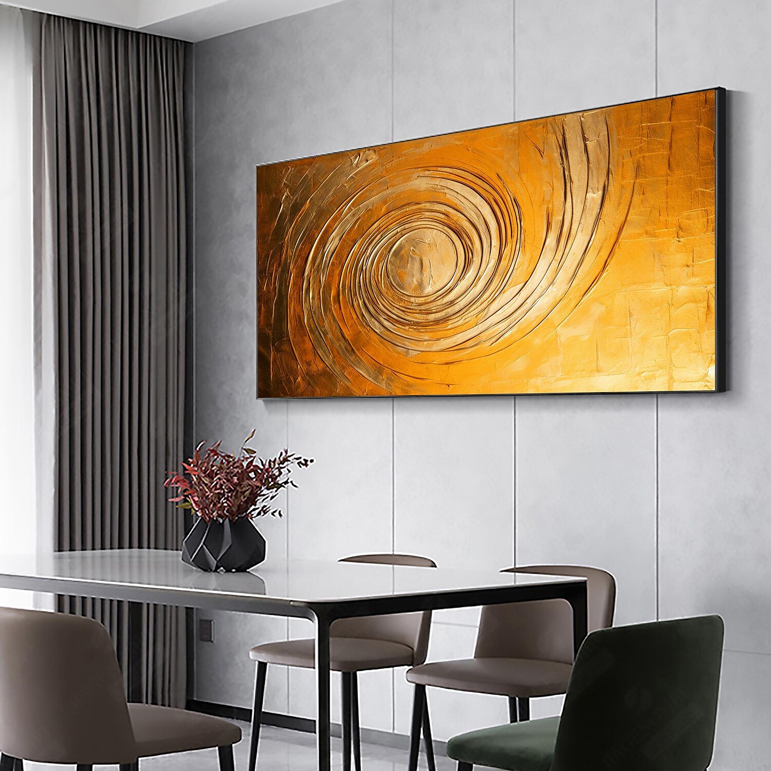 Handmade Oil Painting Canvas Wall Art Decor Original Skiing Gold Texture for Home Decor With Stretched Frame/Without Inner Frame Painting 2025 - $158.99 –P10