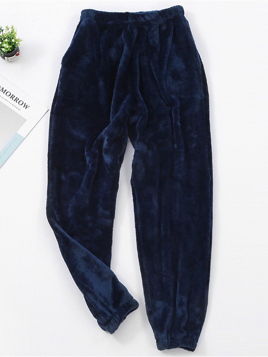 dam loungewear byxor prick enkel plysch fritidshem daglig semester flanell varm andningsbar byxa resår midja höst vinter hem outfits 2025 - $16.99 –P2