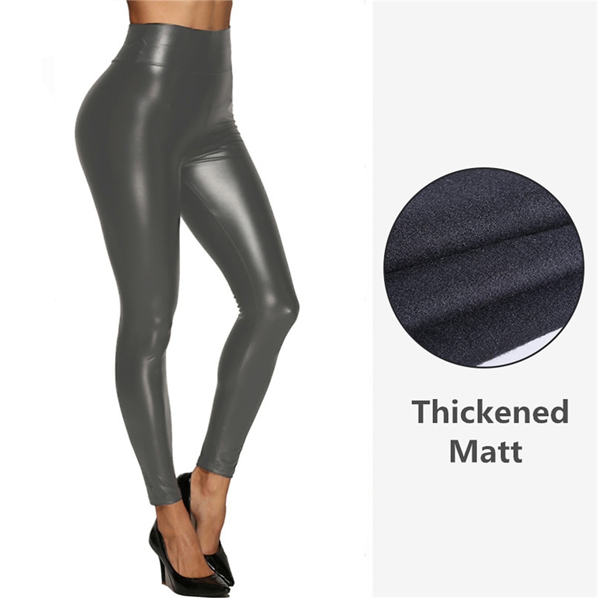 Women's Leggings Fashion Streetwear Sexy Ankle-Length High Waist Solid Color High Cut Windproof Soft Comfortable Micro-elastic Outdoor Party Street navy blue light dark green light black matte velvet 2025 - $22.99 –P5