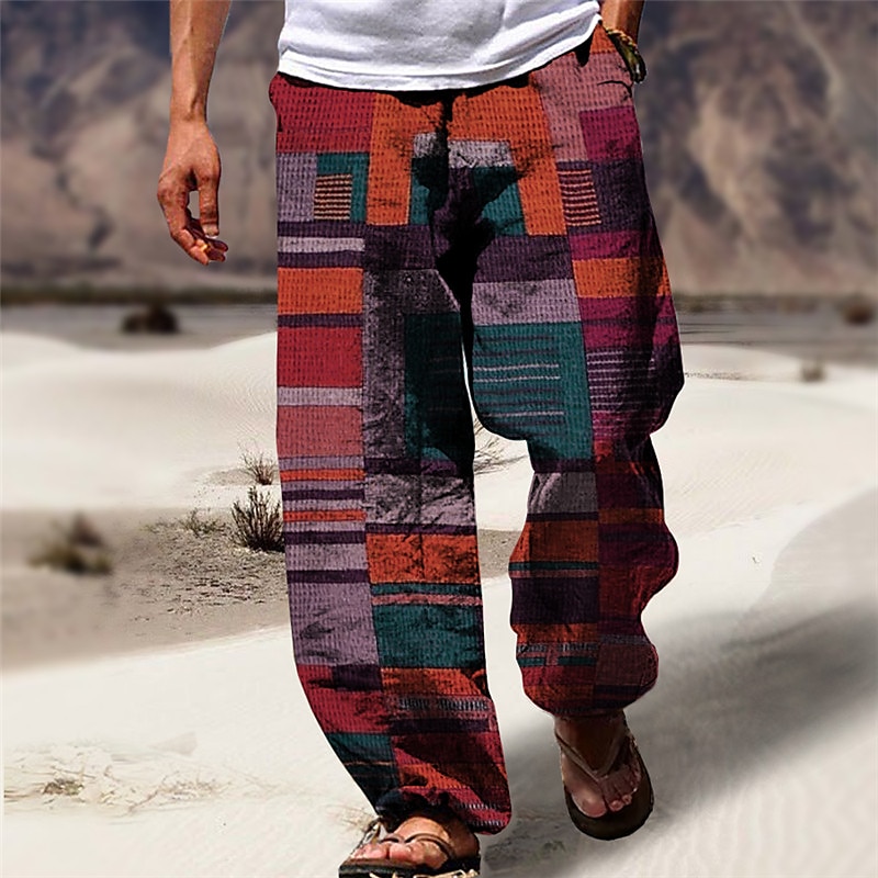 Banda Informale Per uomo Stampa 3D Pantaloni Esterno Strada Per uscire Poliestere Giallo Viola Arancione S M L Vita normale Elasticità Pantaloni del 2025 a $25.99 –P4