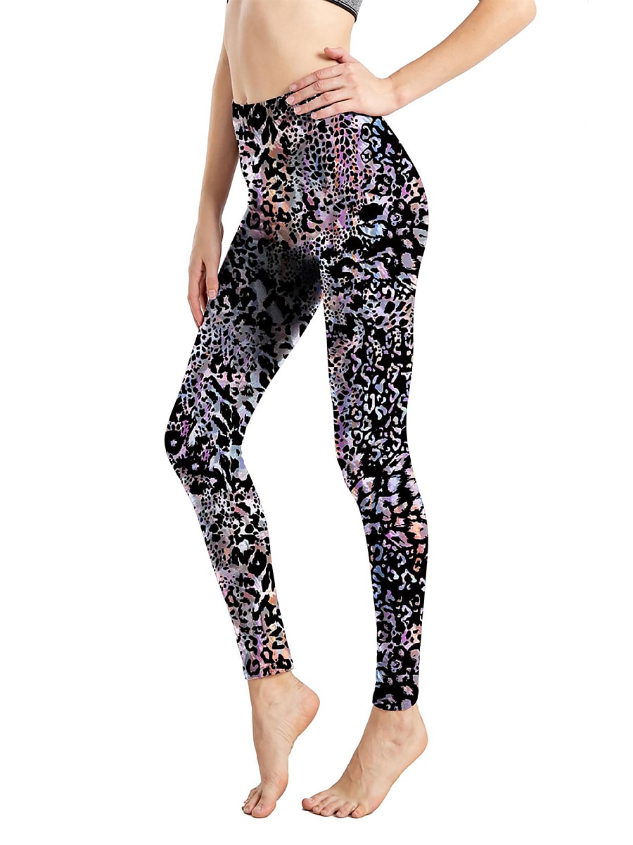 Women's Leggings Active Fashion Full Length High Waist Leopard Gradient Snake Print Elastic Waist Print Breathable Soft Comfortable Micro-elastic Outdoor Vacation Home Leopard Print 0358 blue and 2025 - $13.99 –P16