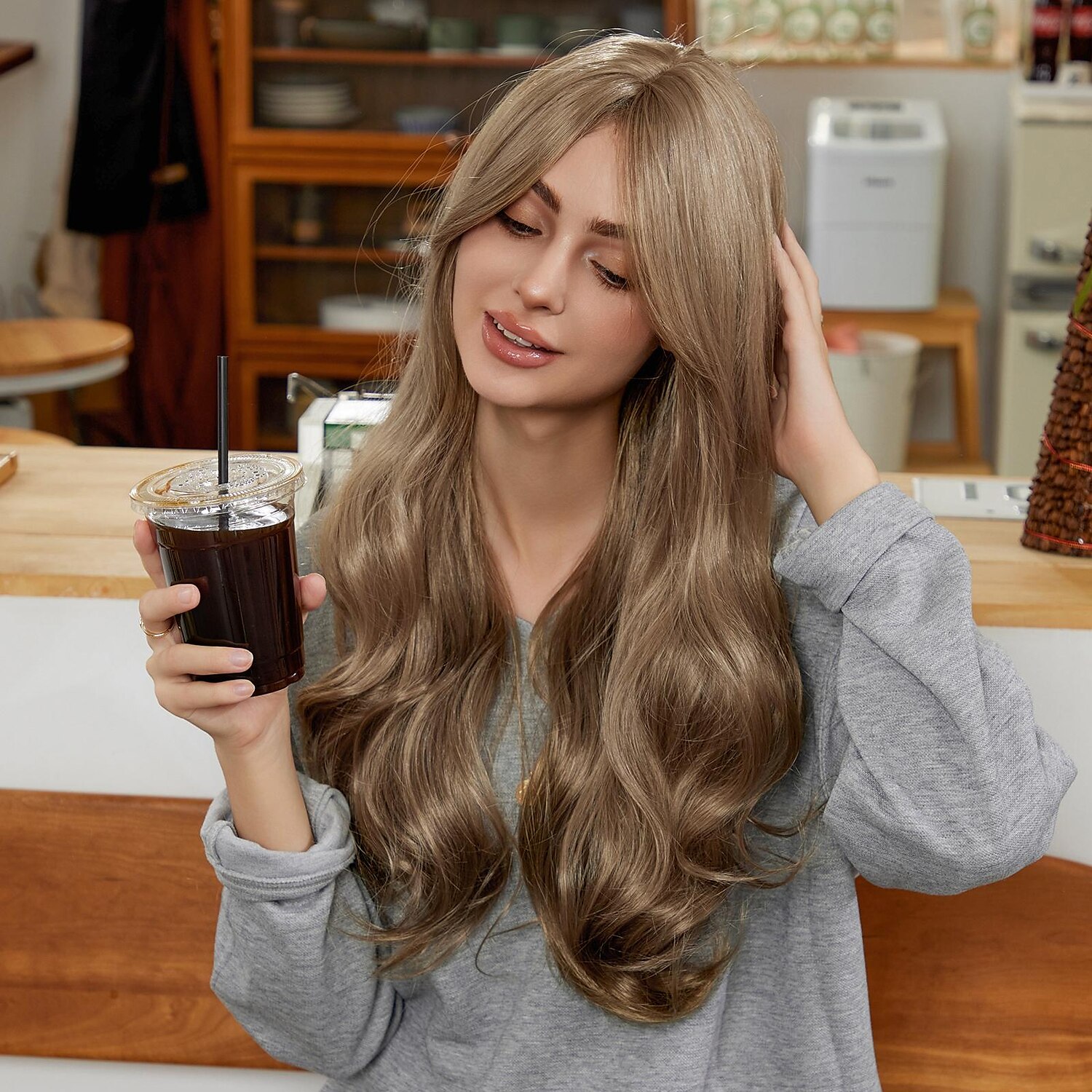 26 inch synthetische pruik damespruik blond lang golvend haar mode dagelijks feest cosplay 2025 - $26.99 –P4