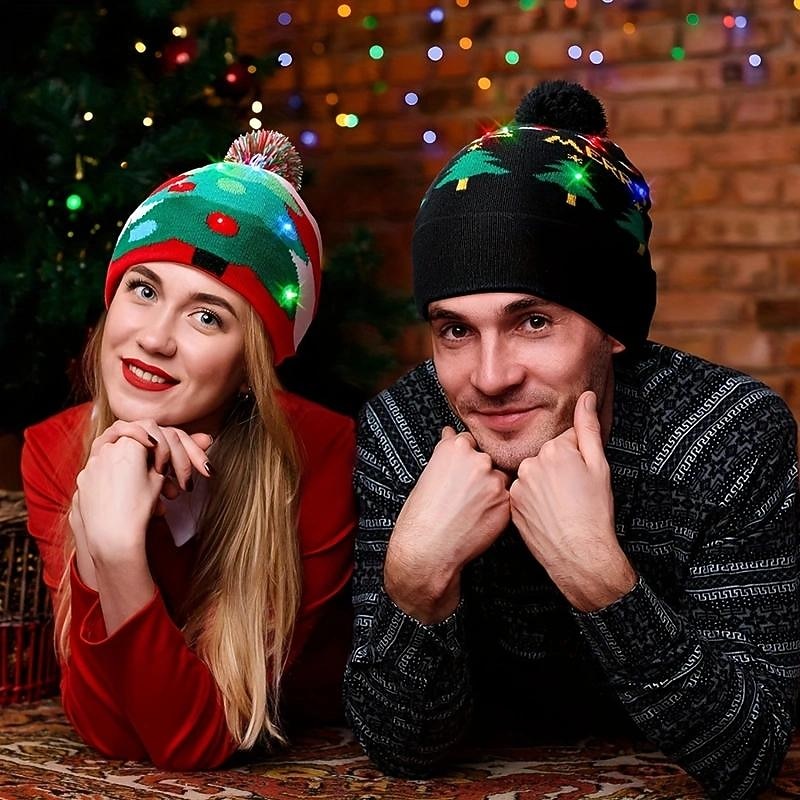 LED Christmas Hat Light Up Christmas Hat Unisex Knitted Beanie Holiday Hat Santa Claus Christmas Gifts Decoration 2026 - $15.99 –P5