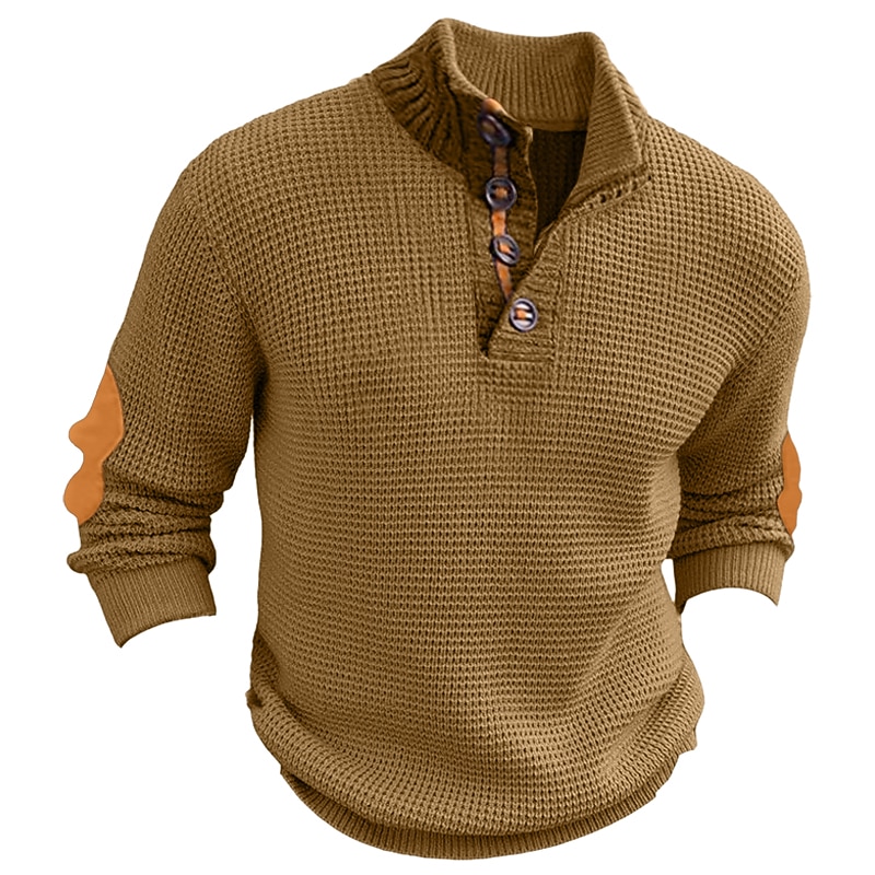 Per uomo Pullover Maglione Maglione in maglia a trecce Maglione con toppe A coste Maglia Standard Lavorato a maglia Liscio Colletto alla coreana Vintage Tenere al caldo Da tutti i giorni Per uscire del 2026 a $34.99 –P6