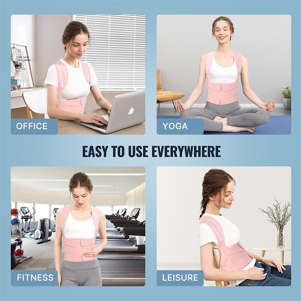 Back Brace Posture Corrector for Women: Shoulder Straightener Adjustable Full Back Support Upper and Lower Back Pain Relief - Scoliosis Hunchback Hump Thoracic Spine Corrector Pink Large 2025 - $25.99 –P7