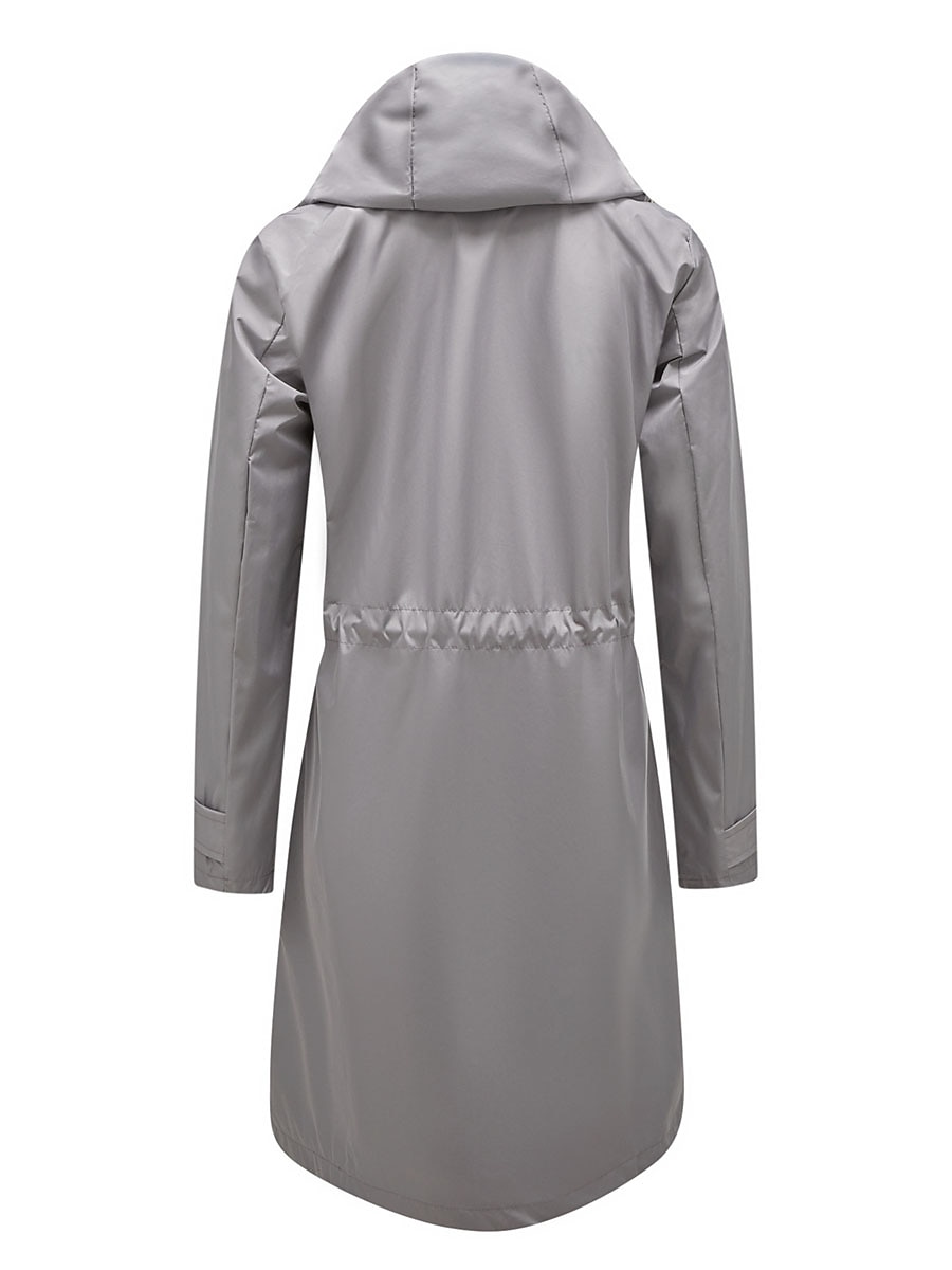 Dam Trenchcoat Utomhus Gata Dagligen Höst Vinter Lång Täcka Normal Regnsäker Håller värmen Andningsfunktion Stylish Nutida Ledigt Jacka Långärmad Slät Snörning Med fickor Svart Gul Vin 2025 - $62.99 –P11