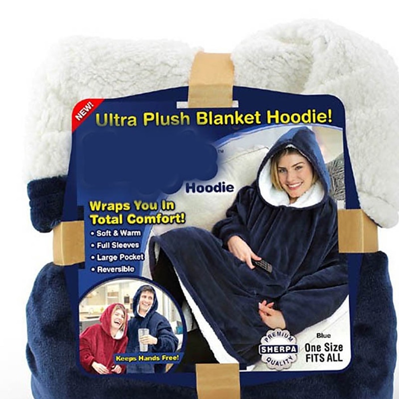 bærbar teppe hettegenser, oversized hettegenser sweatshirt teppe for voksne kvinner menn, gave, koselig og uklar sherpa hettegenser teppe 2025 - $45.99 –P7
