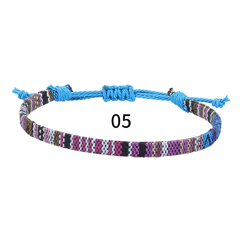 5 pezzi casuali di vendita calda in tessuto di cotone e lino in stile nepalese, catena alla caviglia arcobaleno, corda per caviglia per attività versatile e colorata del 2025 a $14.99 –P10