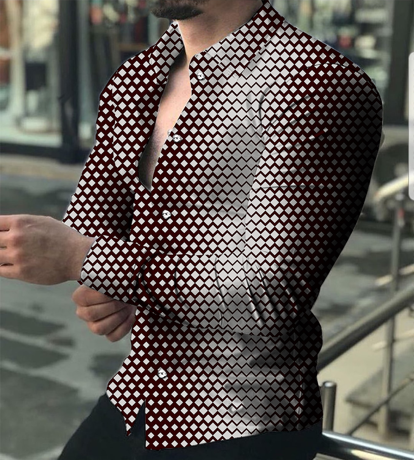 Per uomo Fantasia geometrica Geometrica Camicia Camicia con bottoni Manica lunga Di tendenza Originale Informale Giornaliero Per eventi Per uscire Primavera estate Collo ripiegabile Stampa 3D Bottone del 2025 a $26.99 –P4
