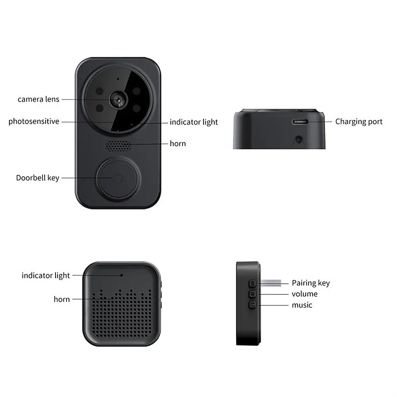 2025年 m8 ワイヤレスドアベル 1080 hd カメラ wifi ドアベルスマートインターホン人気の tuya  コレクション – $31.99 –P12