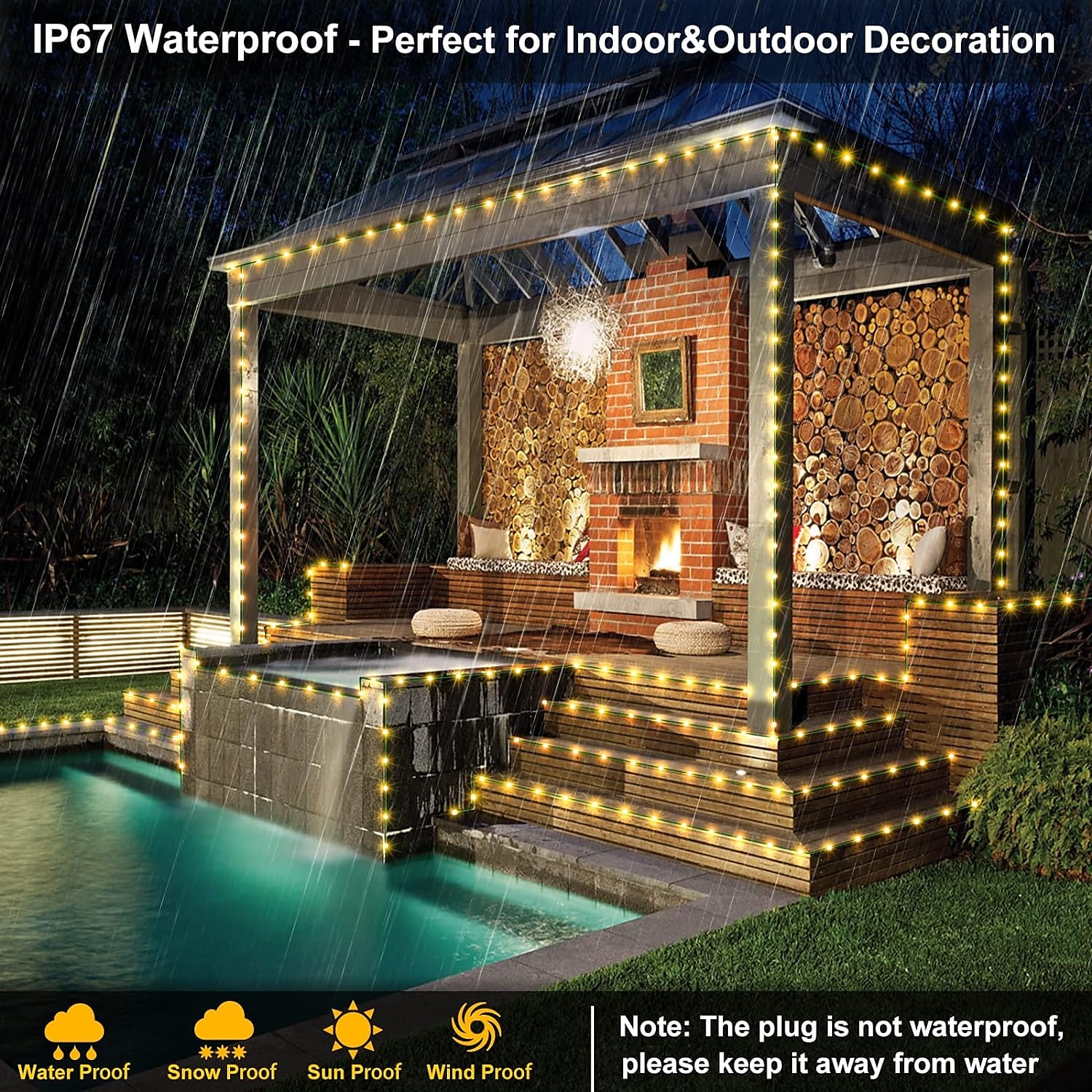 328ft 100m Flexible LED String Lights IP67 Waterproof Strips Christmas String Lights 1000 LEDs Warm White Creative String Lights Holiday Lights Party Holiday Wedding 29V 2025 - $75.99 –P5