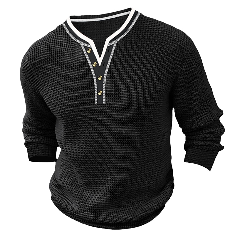 Férfi Póló Gofri Henley ing Henley ing Tee Top Hosszú ujjú ing Színes Henley Utca Vakáció Hosszú ujj Kollázs Ruházat Divat Dizájn Alap 2025 - $18.99 –P3