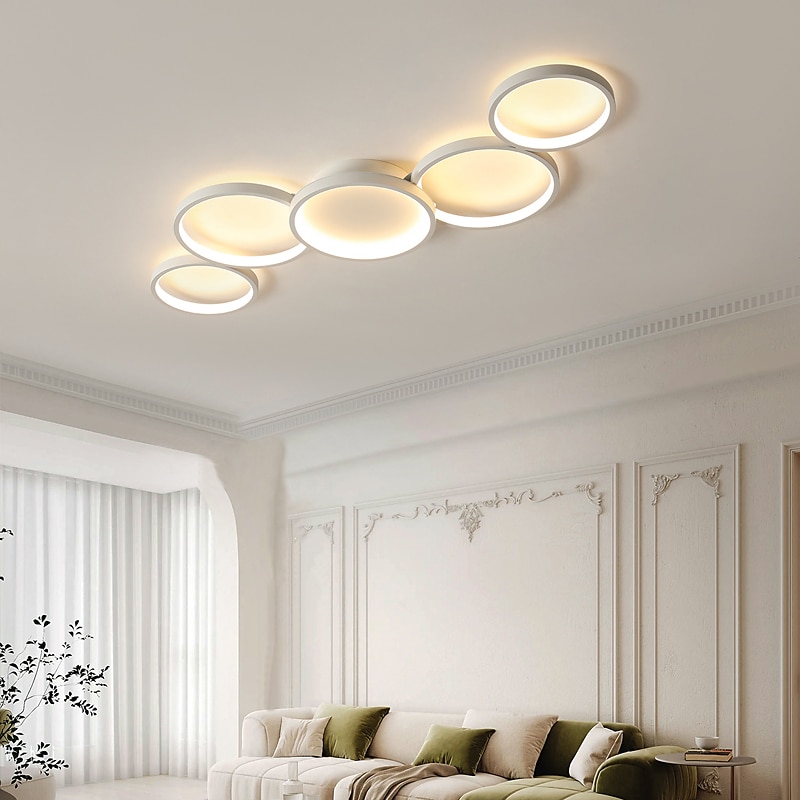 plafoniera a led design circolare 100 cm lampadario moderno a sospensione in metallo 5 teste lampada a sospensione a led plafoniera a sospensione creativa in nero per soggiorno ristorante bar 110-240v del 2025 a $187.99 –P3