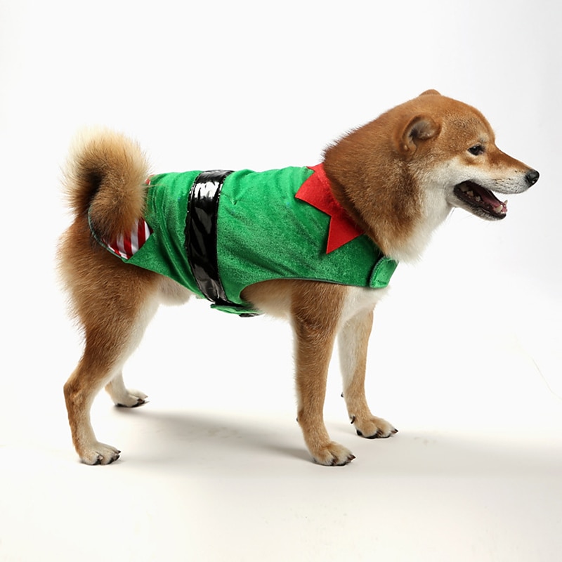 Zielony elf świąteczny wygodna ciepła w paski kamizelka na wesele przyjęcie uroczy świąteczny prezent dla psów 2025 - $17.49 –P3